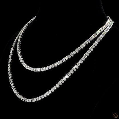 The Elara Necklace – Emerald Cut Lab Grown Diamond Tennis Necklace in White Gold