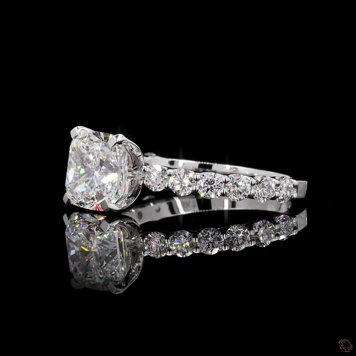 The Luster White Gold Cushion & Round Diamond Ring