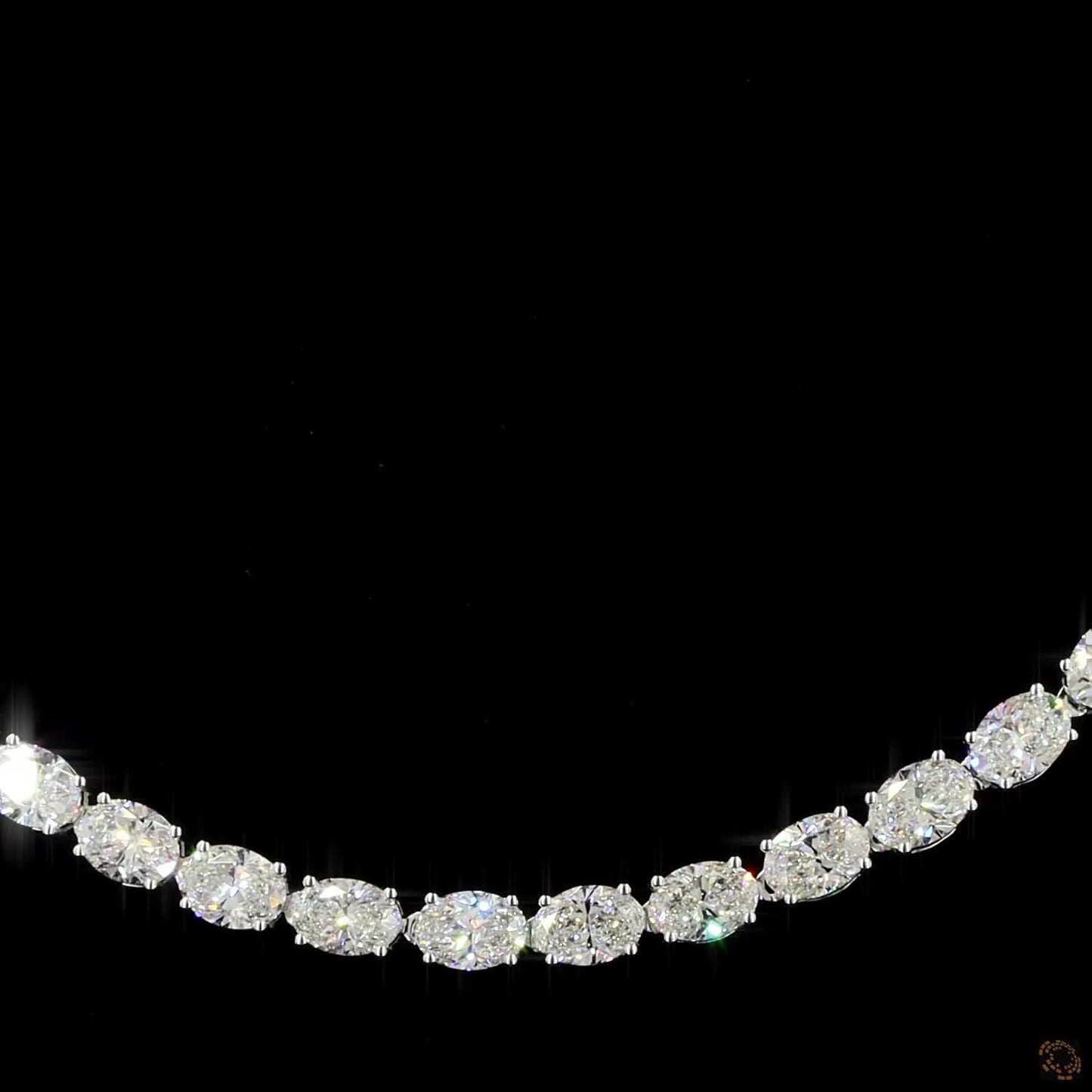 Eternal Brilliance Oval Lab Grown Diamond Tennis Necklace in White Gold