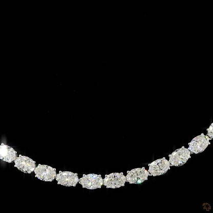 Eternal Brilliance Oval Lab Grown Diamond Tennis Necklace in White Gold