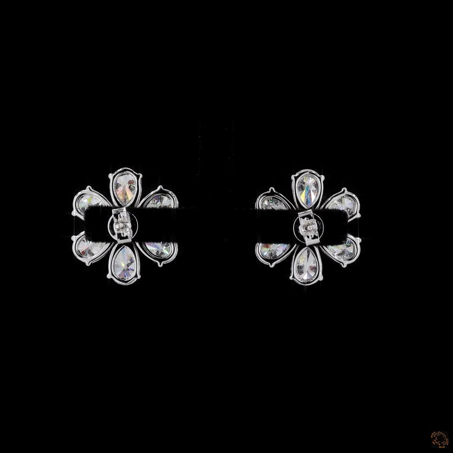 Floral Cluster Stud Diamond Earrings