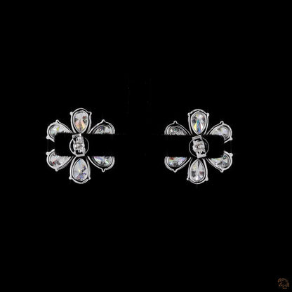 Floral Cluster Stud Diamond Earrings