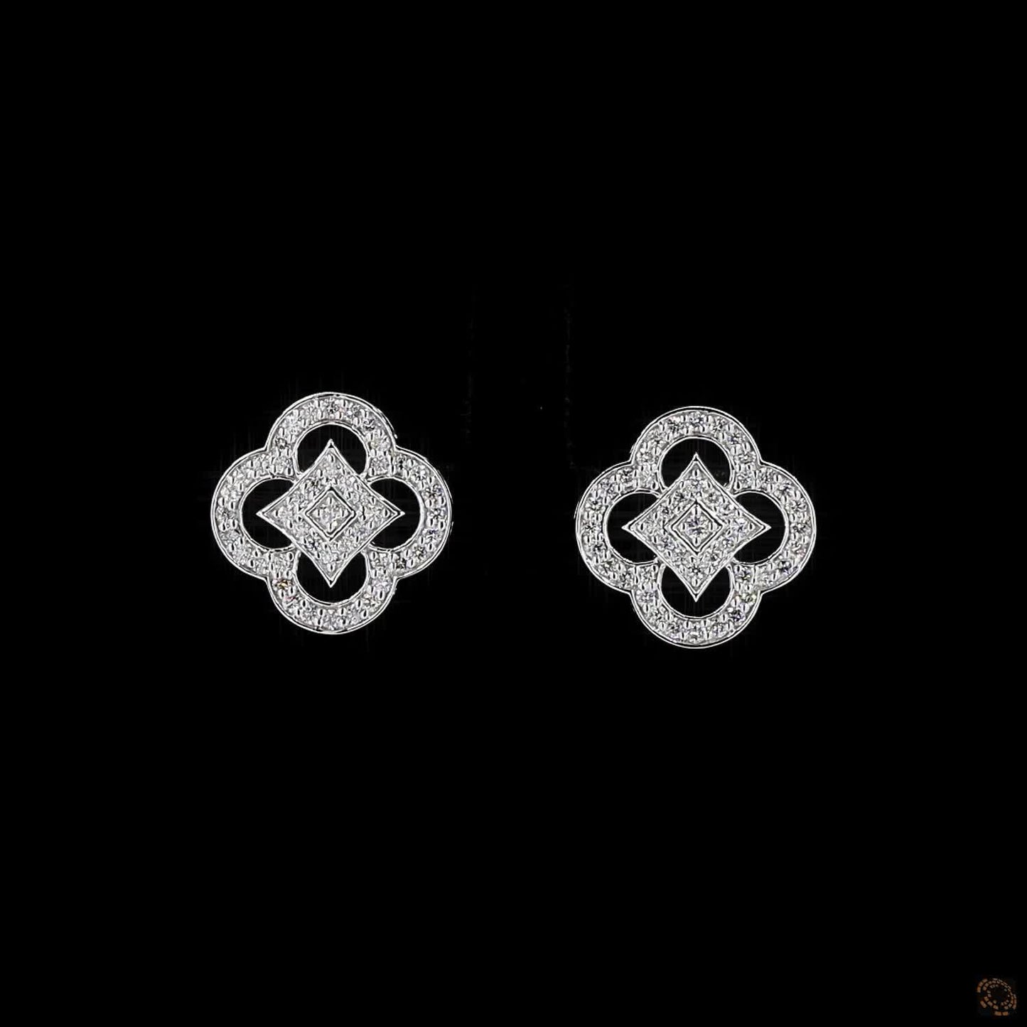 Celeste Clover Diamond Necklace & Earring Set in White Gold – Lab Grown Round Diamonds