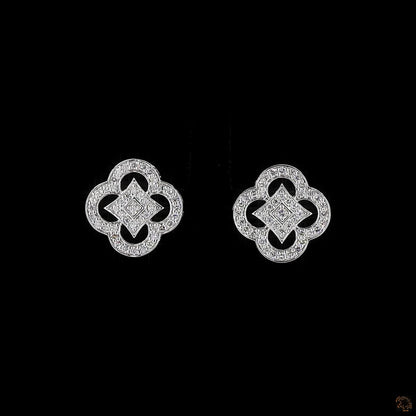 Celeste Clover Diamond Necklace & Earring Set in White Gold – Lab Grown Round Diamonds
