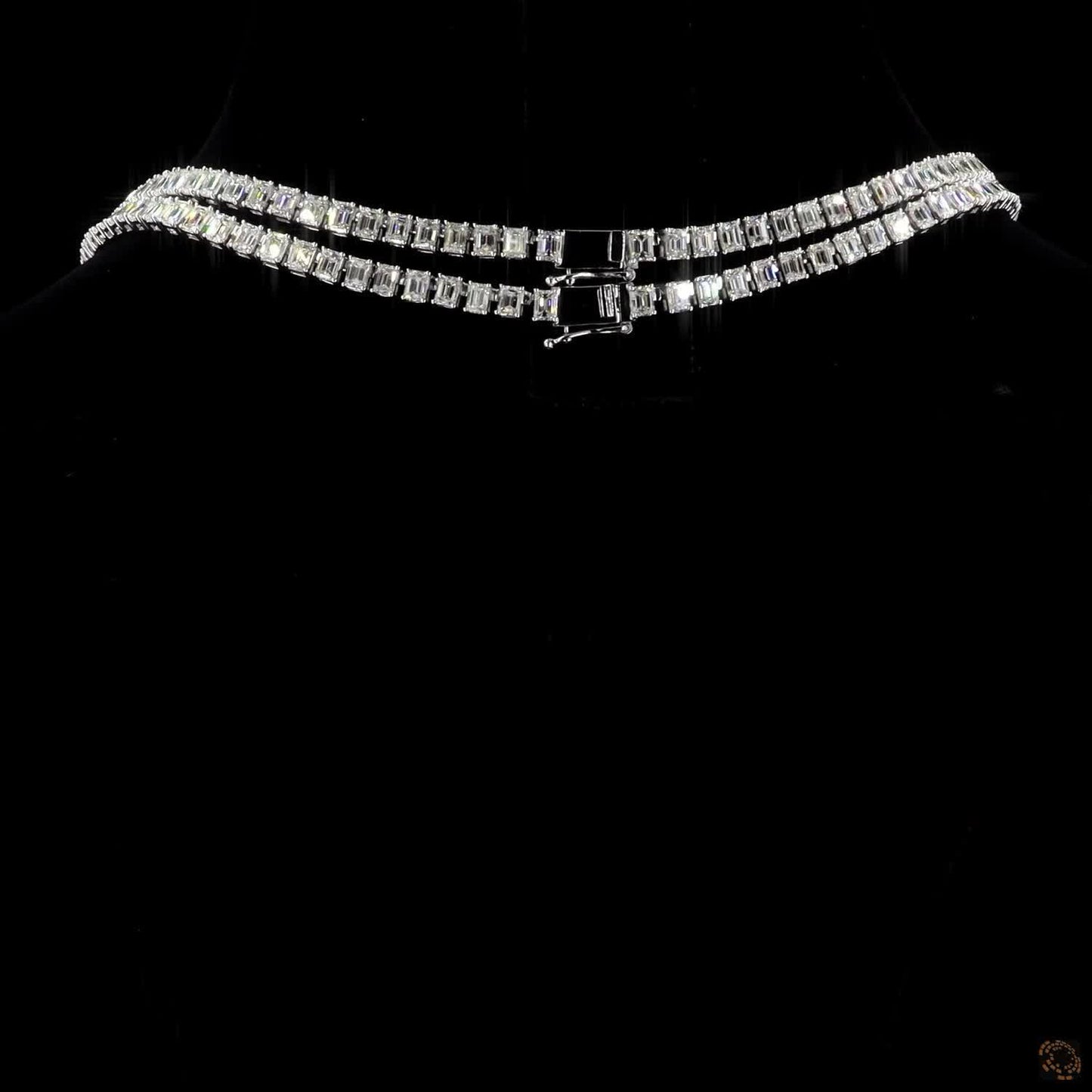 The Elara Necklace – Emerald Cut Lab Grown Diamond Tennis Necklace in White Gold