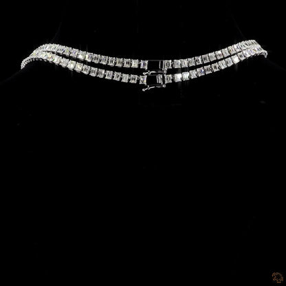 The Elara Necklace – Emerald Cut Lab Grown Diamond Tennis Necklace in White Gold