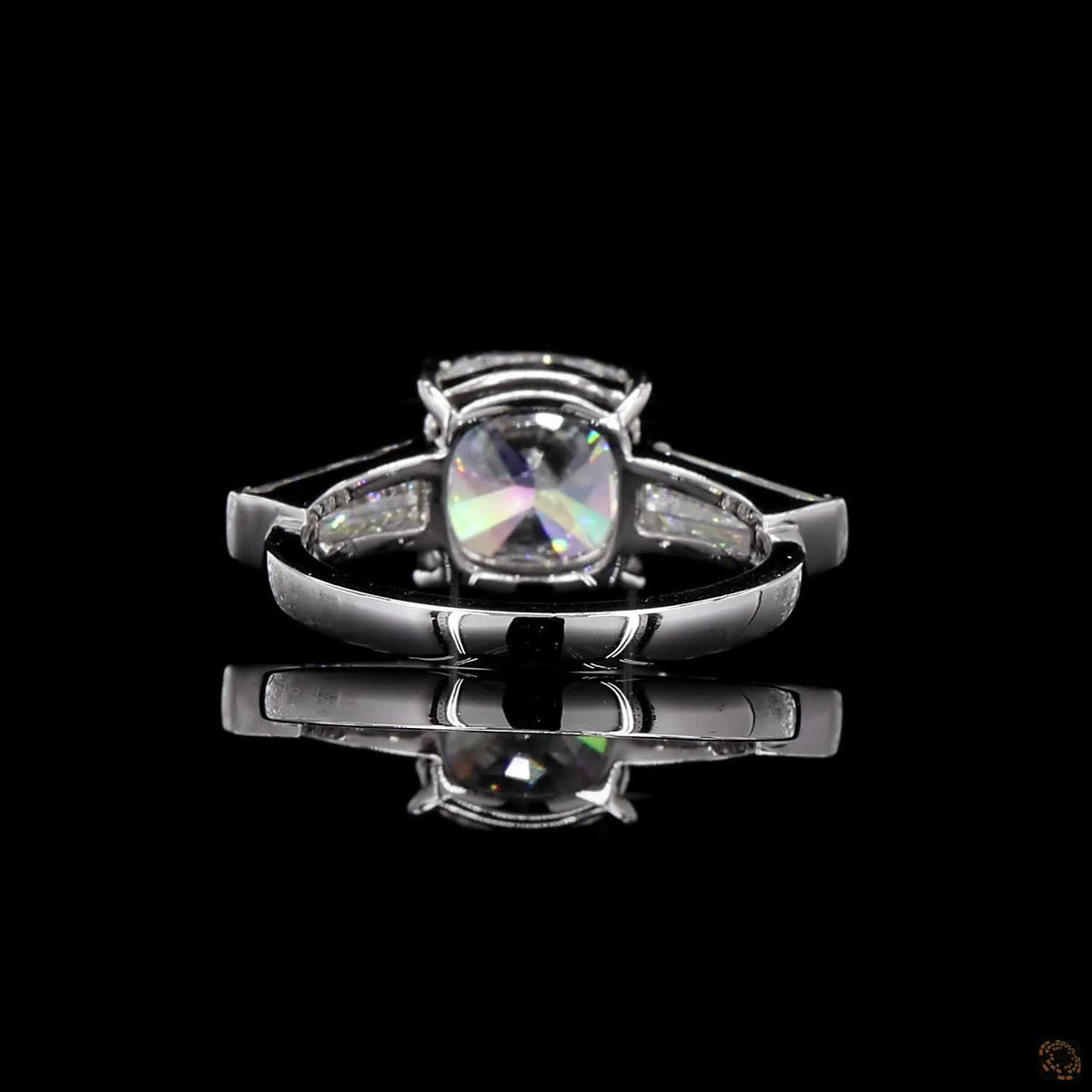 The Luminous White Gold Cushion & Baguette Diamond Ring