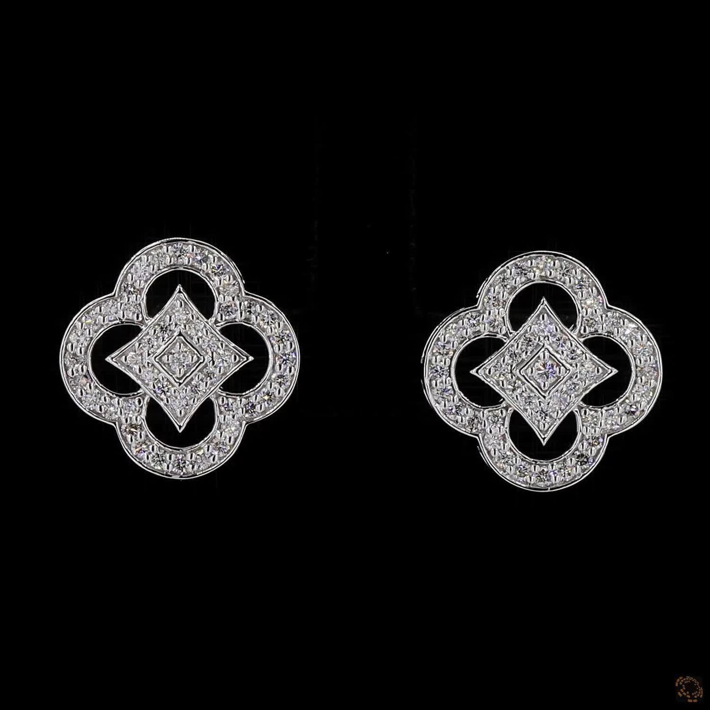 Celeste Clover Diamond Necklace & Earring Set in White Gold – Lab Grown Round Diamonds