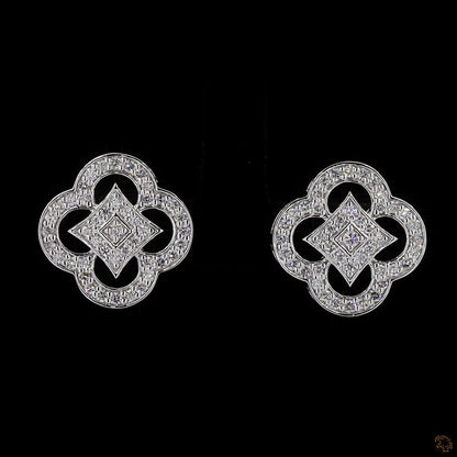 Celeste Clover Diamond Necklace & Earring Set in White Gold – Lab Grown Round Diamonds