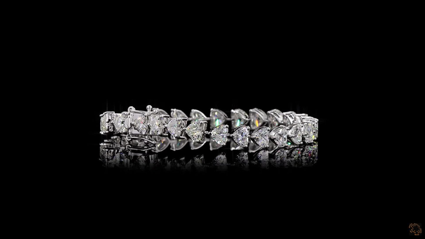 The Serenade Bracelet – White Gold Heart-Cut Lab-Grown Diamond Tennis Bracelet