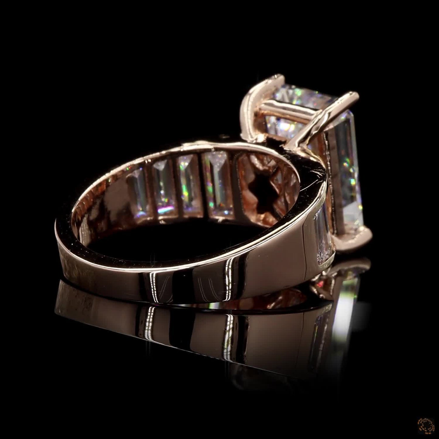 The Exquisite Rose Gold Emerald & Baguette Diamond Ring