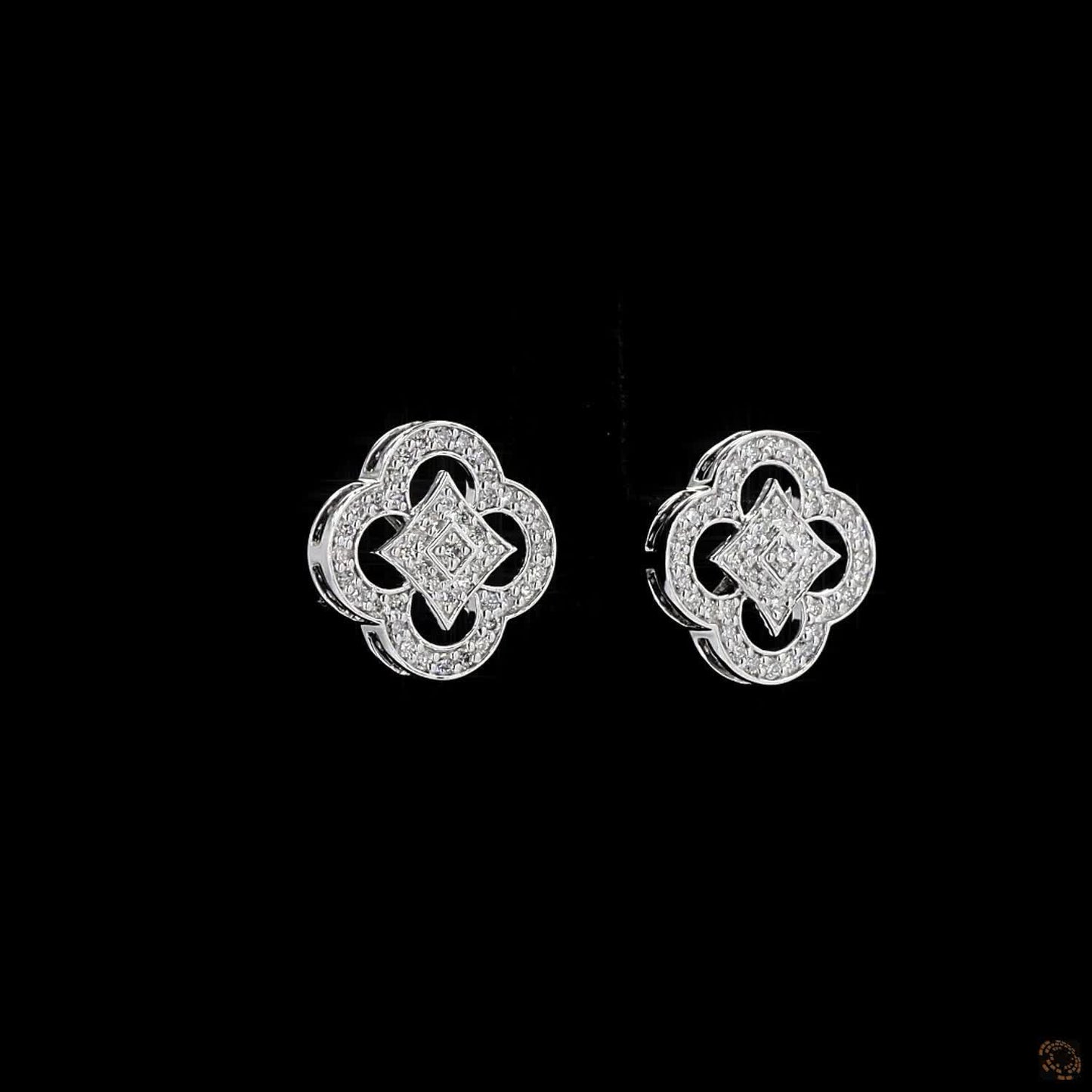 Celeste Clover Diamond Necklace & Earring Set in White Gold – Lab Grown Round Diamonds