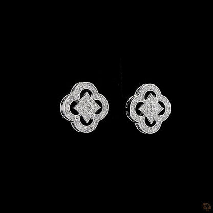 Celeste Clover Diamond Necklace & Earring Set in White Gold – Lab Grown Round Diamonds