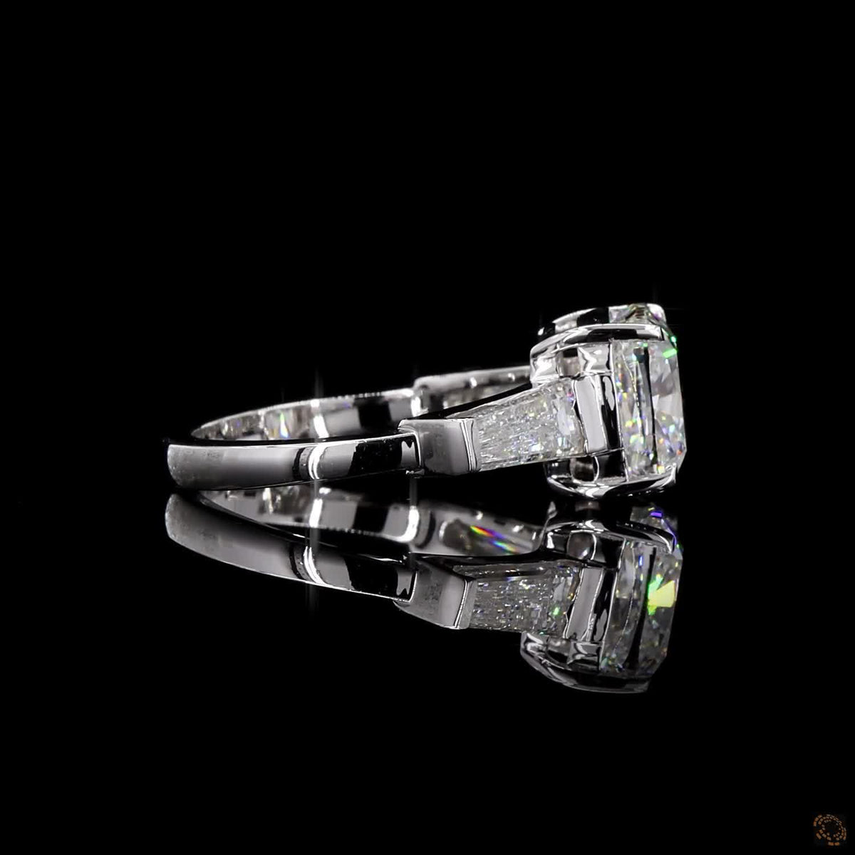 The Luminous White Gold Cushion & Baguette Diamond Ring