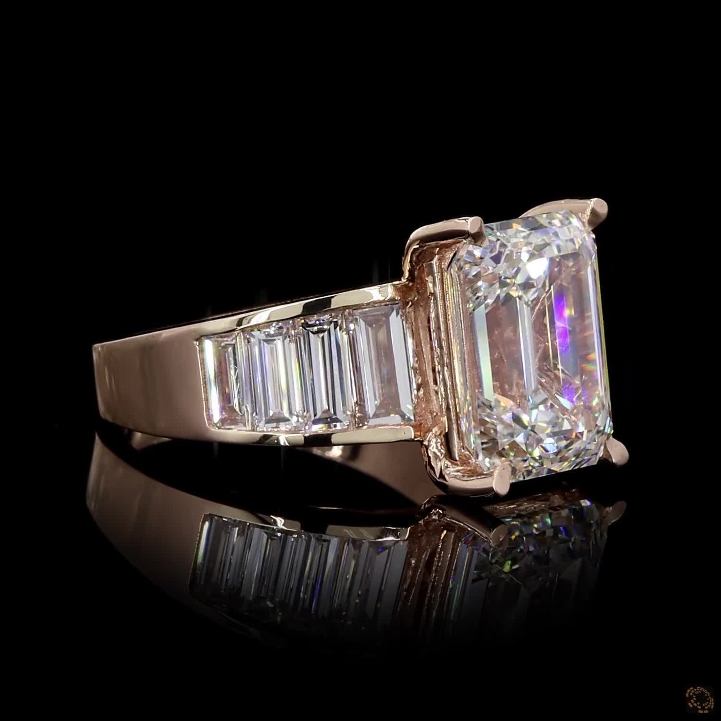 The Exquisite Rose Gold Emerald & Baguette Diamond Ring