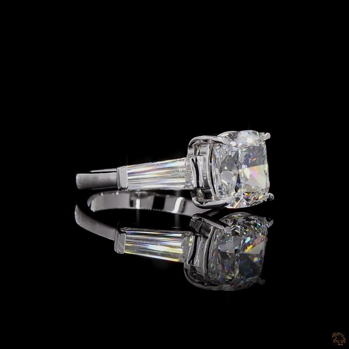 The Luminous White Gold Cushion & Baguette Diamond Ring