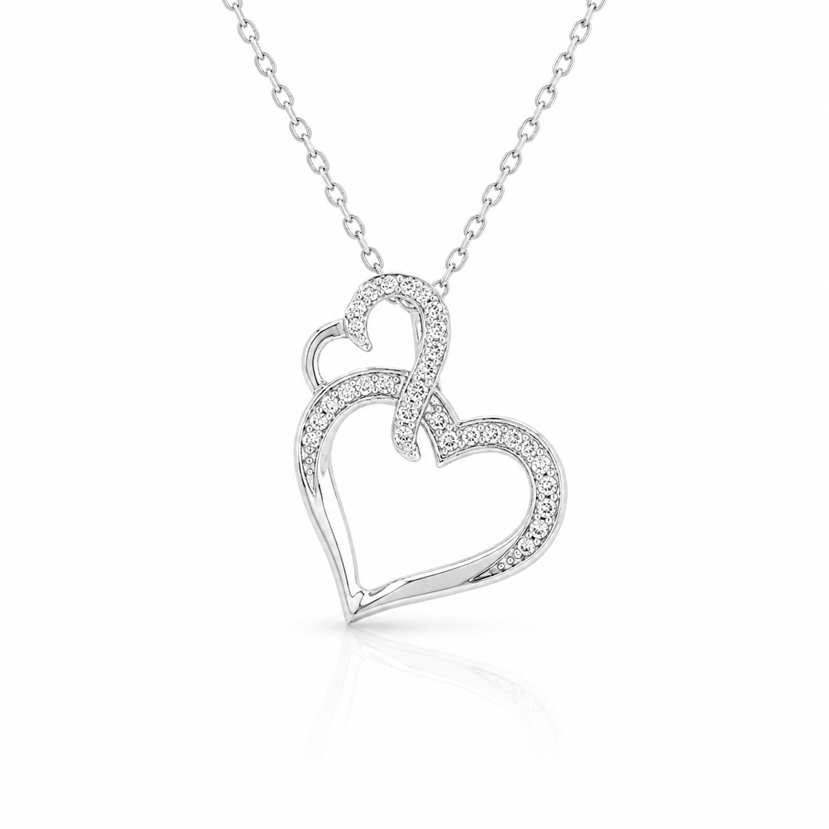 0.16 CT Round Cut Lab Grown Diamond Heart Pendant Necklace