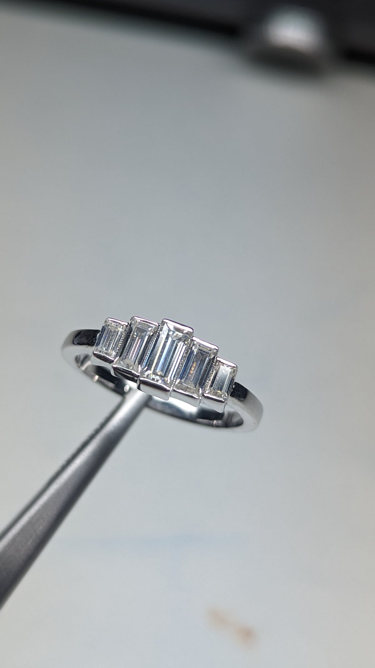 0.65 CT Emerald Cut Lab Grown Diamond Band Ring