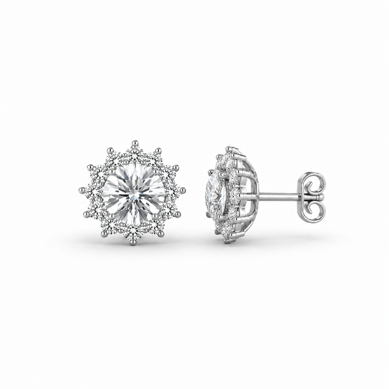 Sunflower Halo Diamond Ear Studs