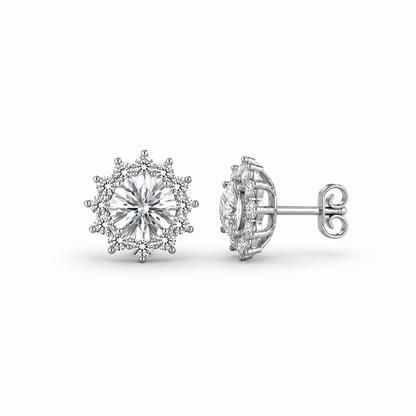 Sunflower Halo Diamond Ear Studs