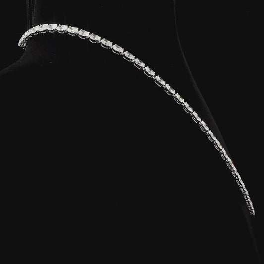 Eternal Brilliance Oval Lab Grown Diamond Tennis Necklace in White Gold