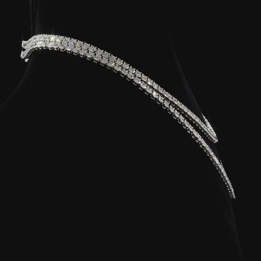 The Elara Necklace – Emerald Cut Lab Grown Diamond Tennis Necklace in White Gold