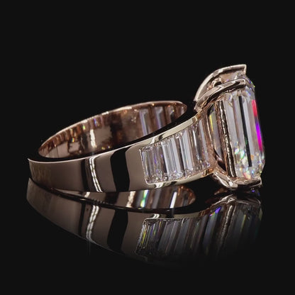 The Exquisite Rose Gold Emerald & Baguette Diamond Ring